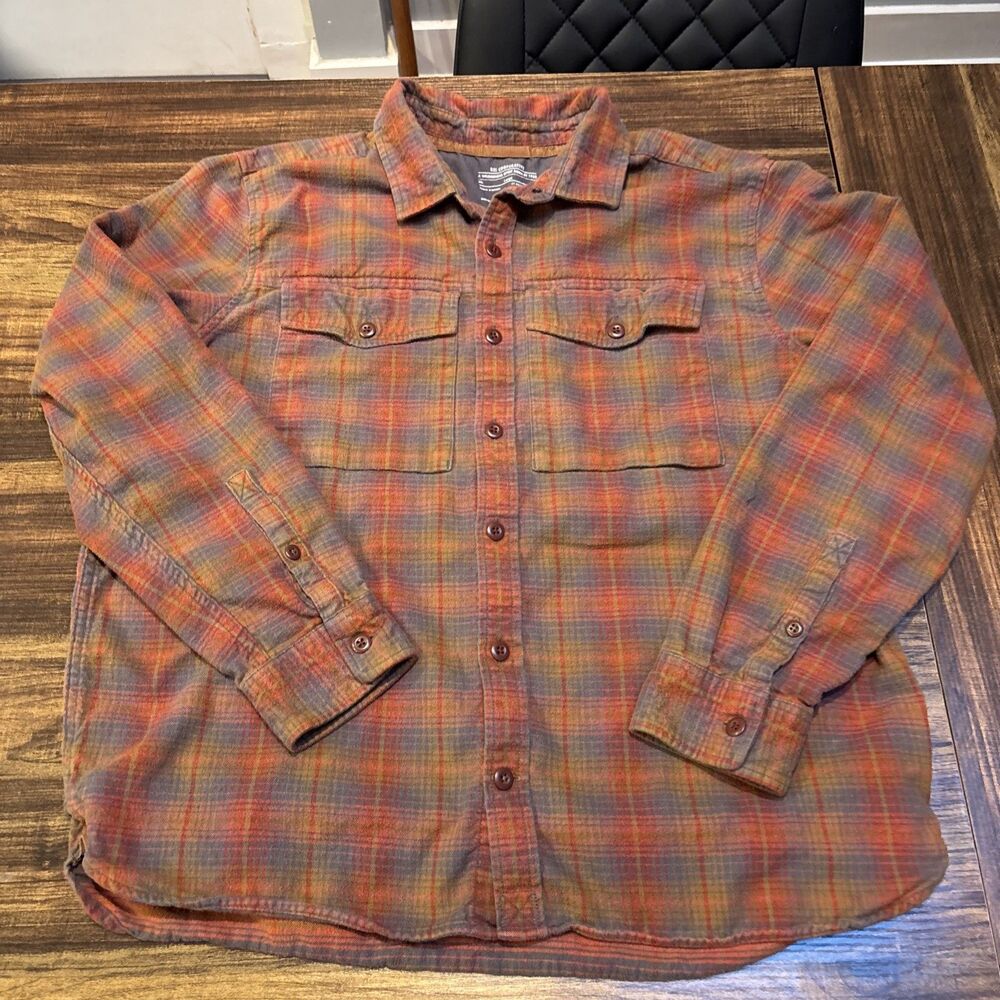 REI Cooperative Mens Rust Flannel Cotton Button Down Long Sleeve Shirt Size M/L